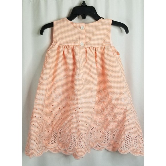 Bonnie Baby Girl's Dress Check Design Embroidered Accent Eyelet Hemline 18 Month - Picture 4 of 6